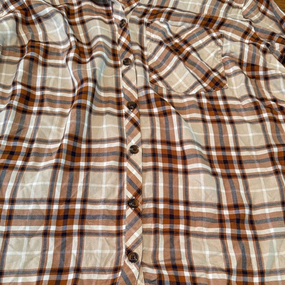 Terra & Sky Brown Plaid Button Down Shirt women’s 14w - Picture 4 of 12
